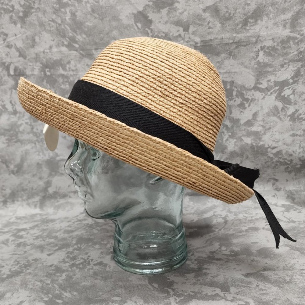 New Banash Boston Straw Hat with Black Band Tie
